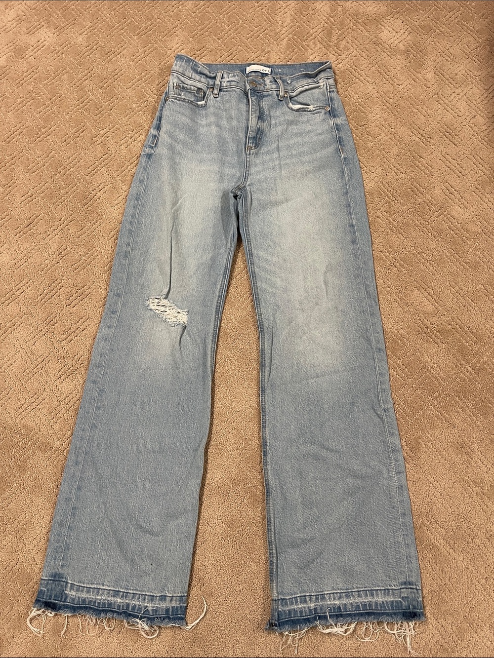 LOFT Light Blue wide leg Jeans with Distressed Knee